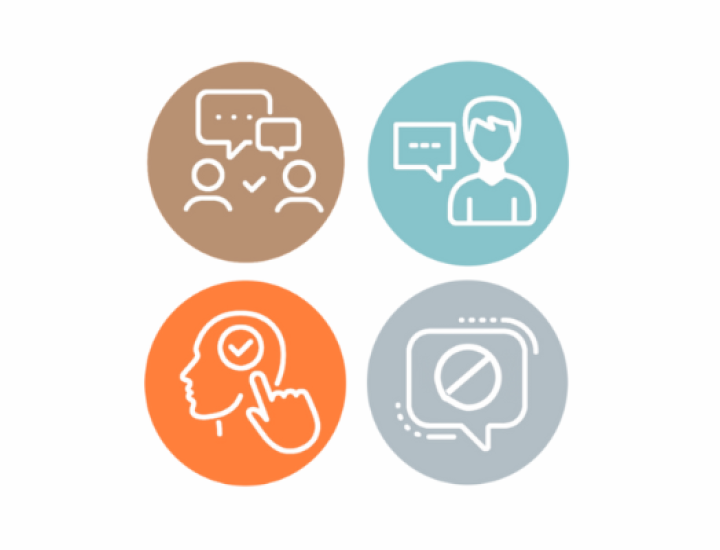 Icons show solutions journalism's four elements